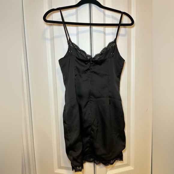 Princess Polly - Chic Maple Mae Mini Black Dress Satin Lace Slip in Size 4 - Picture 3 of 9